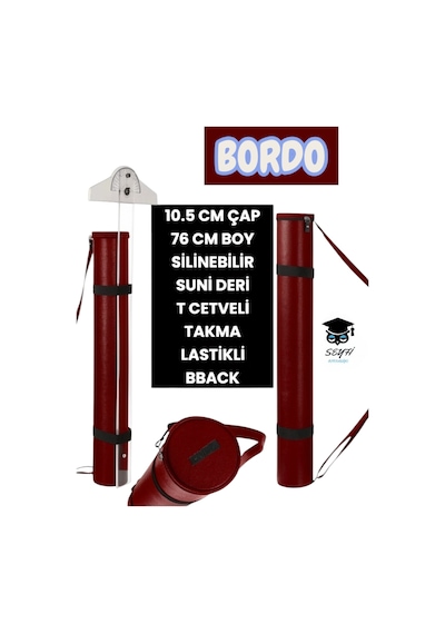 Proje Tüpü 10.5 Cm Çap 76 Cm Boy Silinebilir Suni Deri T Cetveli Takma Lastikli Bback