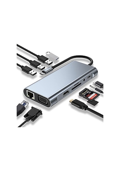 8 In 1 Usb C Yerleştirme Istasyonu 4k 60hz Hdmı Hdr Hdtv Hub Rj45 Ethernet 87w Pd Sd Microsd 2 Usb 3.0 Macbook Uyumlu Air Pro