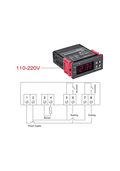 Stc-1000 Sıcaklık Termostatı 220v 10a 110v-220v Isıtıcı Soğutucu Dijital Ekran 10k Ntc Sıcaklık Sens