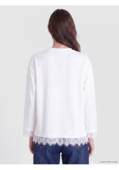 Lcw Modest Beyaz Soft Touch Kadın Sweatshirt Tunik