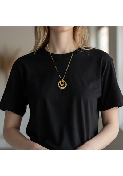 Zirkon Taşlı Burgu Model Çelik Gold Zincir Kolye Diğer