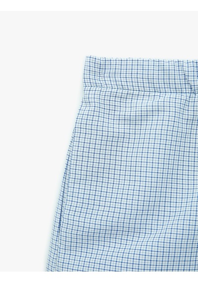 Koton Rahat Kalıp Pamuk Karışımlı Pötikareli Şort Pijama Altı Mavi Ekose 6slk80049mw