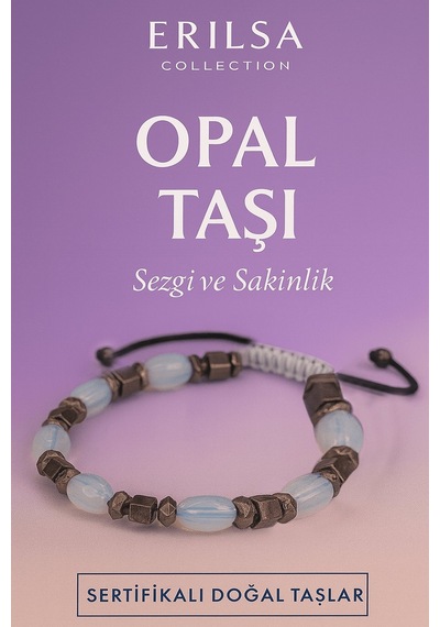 Sertifikalı Doğal Opal Taşı Bileklik - Sezgi Gücü Ve İçsel Sakinlik Veren Şık Takı Şeffaf
