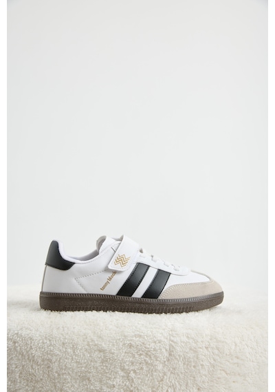 Tonny Black Termo Taban Yanı Şeritli Cırtlı Bağcıklı Sneaker Çocuk Unisex Beyaz Siyah Sneaker Tbzer040 Beyaz - Siyah