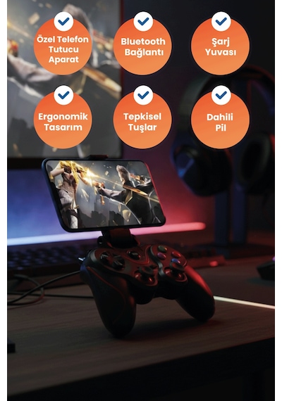Gp5 Telefon Aparatlı 350 Mah Bataryalı Bt Wireless Gamepad Oyun Kolu