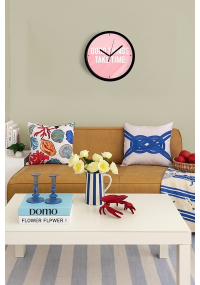 Modern Yazılı Tasarım - '' Good Things Take Time '' Duvar Saati - 30cm - Önü Camlı Siyah Kasa-jh0889 Siyah
