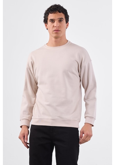 Dufy Bej Bisiklet Yaka Regular Fit Erkek Sweatshirt Bej