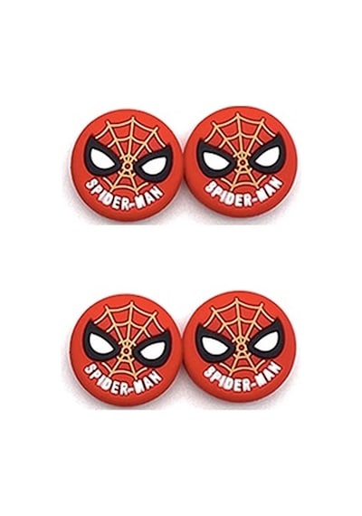 Cafele PS4 - PS5 - Xbox One X/S - Series X - Series S Analog Koruyucu Silikon Pad Spiderman Maske Kırmızı