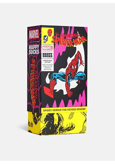 Happy Socks Çok Renkli Erkek Desenli Çorap Marvel Spider-man 3-pack Socks Gif Pudra