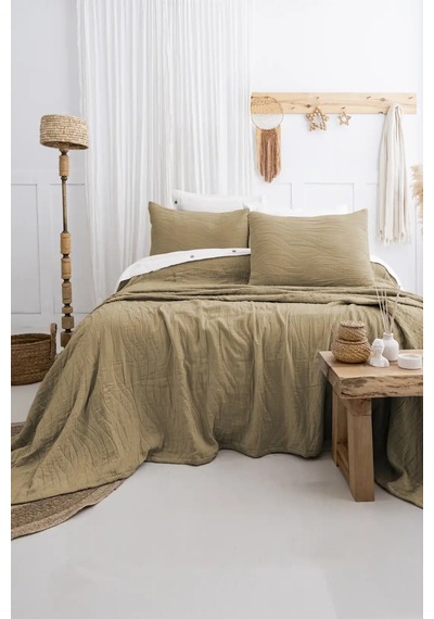 Şaheser Home Collection Yatak Örtüsü Çift Kişilik Janna Haki Çok Renkli