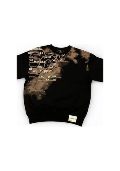 Carinos Erkek Çocuk Yazı Detaylı Batik Desenli Sweatshirt-14701 Siyah