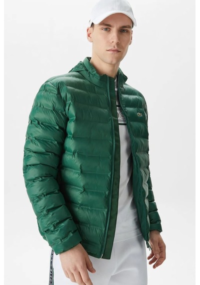 Lacoste Synthetic Fill Jacket Gizlenebilir Kapişonlu Şişme Erkek Mont Yeşil Yeşil