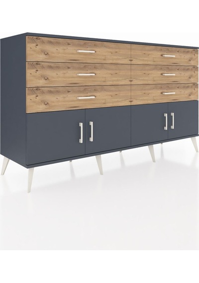 Hyperion Konsol 2 Raflı 6 Çekmeceli 4 Kapaklı 176x44x99 Antrasit- Antrasit-antrasit/çam Hyperion Konsol 2 Raflı 6 Çekmeceli 4 Kapaklı 176x44x99 Antrasit- Antrasit-antrasit/çam
