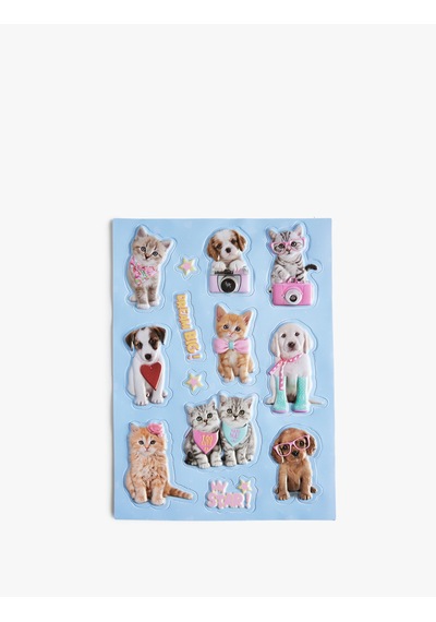 Koton Studio Pets Lisanslı Evcil Hayvan Figürlü Sticker Seti Mavi 7wak70363aa