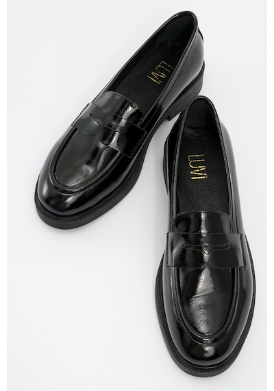 Luvishoes Luvi Shoes Pline Siyah Rugan Hakiki Deri Kadın Loafer Ayakkabı Siyah Rugan