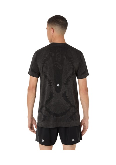 Asics Road Seamless Ss Top Erkek Siyah Beyaz Tshirt 2011d355-001 Siyah - Beyaz