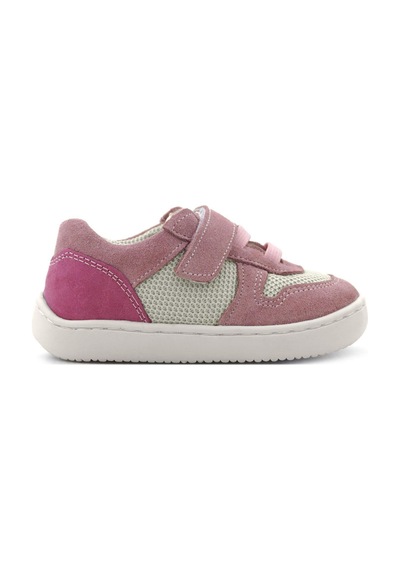Rakerplus Bob Hakiki Deri Pudra Pembe Barefoot Cırtlı Lastikli Bebek Sneaker Ayakkabı Pembe