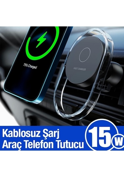 Ally 15w Klima Araç Havalandırma Bölmesi Manyetik Şeffaf Kablosuz Araç Şarj Telefon Tutucu