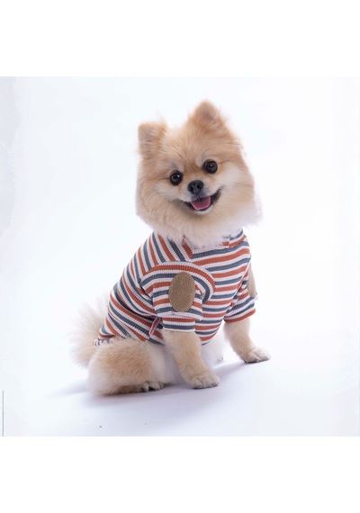 Kiremit Marseille Softline Çizgili Kedi Köpek Sweati Köpek Kıyafeti Kedi Kıyafeti