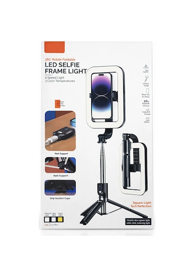 Bluetooth Kumandalı Şarjlı 8 İnç Led Ring Light Katlanabilir Selfie Çubuğu Ve Tripod 3 Renk Tonu