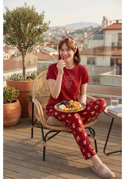 Lela Bayan Pijama Takımı 65790784 Kırmızı