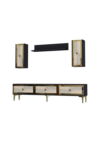 Tvr1816atg Pega Tv Ünitesi Takımı Antrasit-traverten-gold 180cm Antrasit - Traverten - Altın