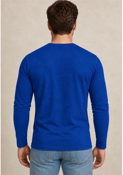 Axxel Erkek Pamuklu Likralı Süprem Uzun Kollu T-shirt-d240 Koyu İndigo