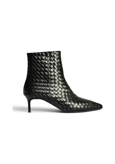 Fox Shoes Z676588909 Siyah Örgü Detaylı Kitten Topuklu Bilek Boy Kadın Bot