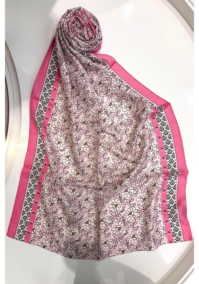 Cardion Lunira Silk Pamuk İpek Şal Sweet Line Pembe
