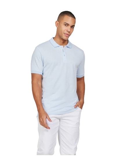 Ac&Co / Altınyıldız Classics 4A4820200047AmvXL Düğmeli Polo Yaka Cepsiz Slim Fit Erkek Tişört Açık Mavi