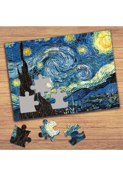 Van Gogh Yıldızlı Gece Çocuklara Özel Puzzle Yapboz Tablo-37824a