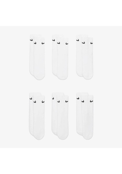 Nike Everyday Sx6910-100 Çocuk Yastıklı Crew Çorapları 6 Çift Beyaz