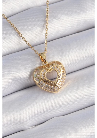 316l Çelik Gold Renk Zirkon Taşlı Model Vintage Kadın Kolye Çok REnkli