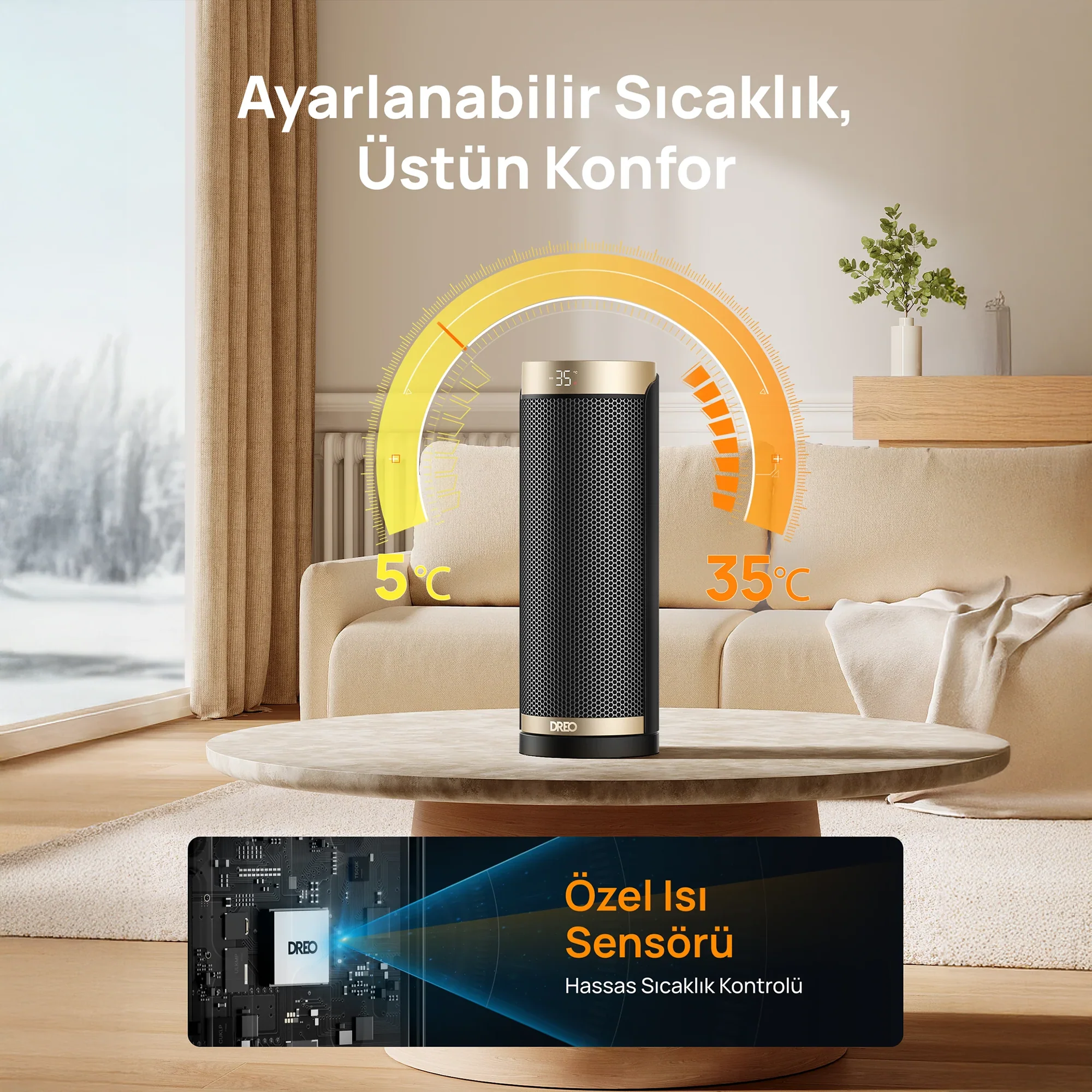 DREO Solaris Slim H3s Akıllı Elektrikli Isıtıcı