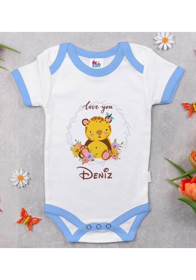 Bitmeyenkartus Bk Kids Kişiye Özel Mavi Bebek Body Zıbın - Model 128 Çok Renkli