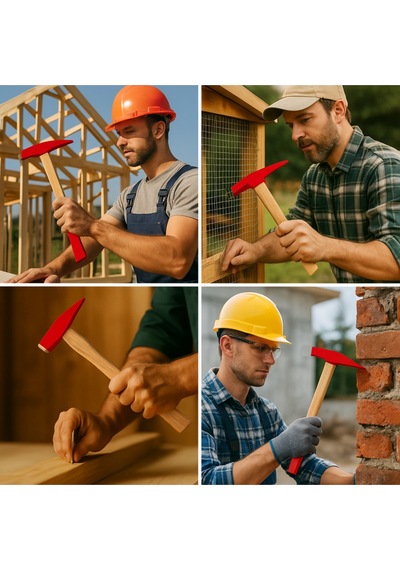 300gr Profesyonel Ahşap Saplı Çift Taraf Çekiç 10cm Çelik Baş Ergonomik Çakma İnce İşçilik Dayanıklı