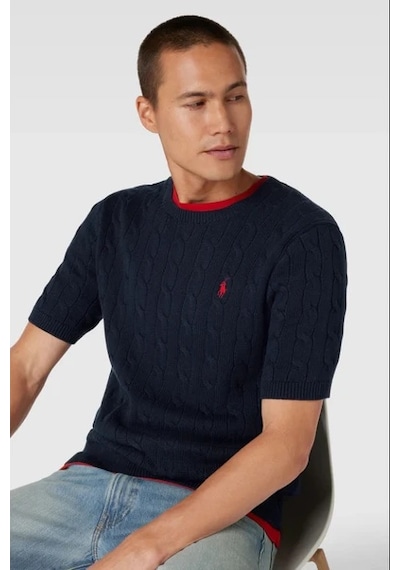 Polo Ralph Lauren Yuvarlak Yaka Saç Örgü Triko Lacivert
