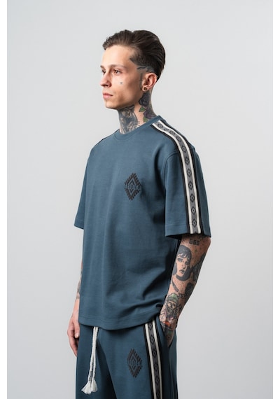Respire Erkek Şerit Detaylı Regular Fit T-shirt Petrol