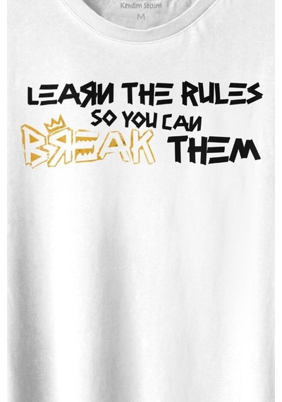 Learn The Rules Break Them Basquiat Kuralları Yık Baskılı Tişört Unisex T-shirt 001