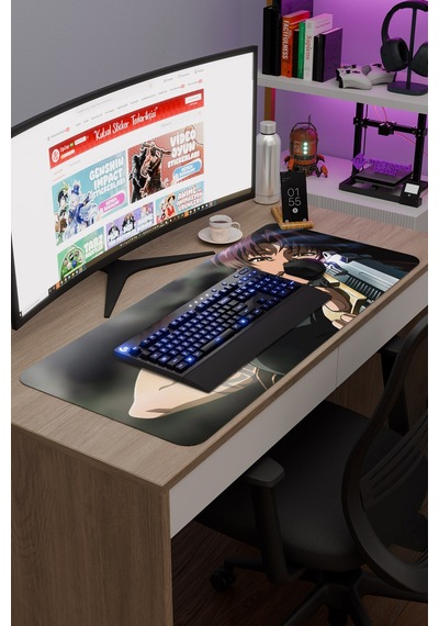 Black Lagoon Kaymaz Dikişli Kauçuk Oyuncu Mousepad V1 - 90x40 Xxl Gaming Mouse Pad Fare Altlığı