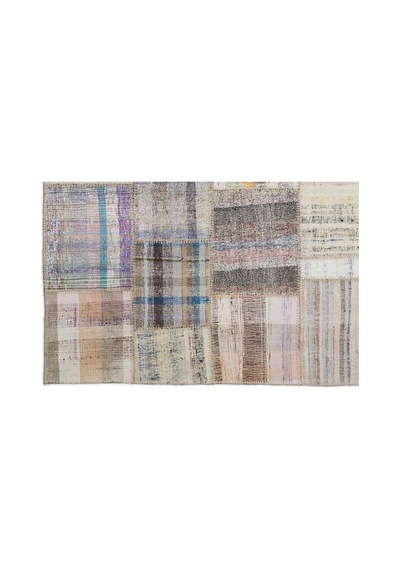 El Dokuması Patchwork Vintage Yün-pamuk Çizgili Halı 1255 160 X 230 Cm Çok Renkli