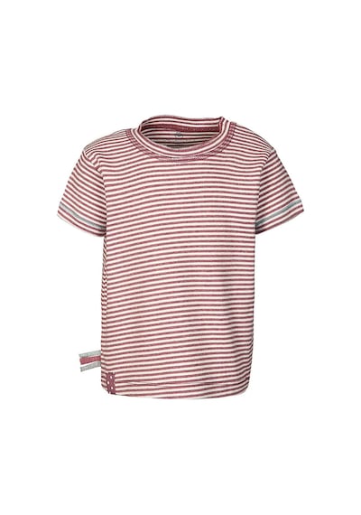 Organicera Organik Kısa Kollu T-shirt, Çizgili , Bordeaux Melange Bordo
