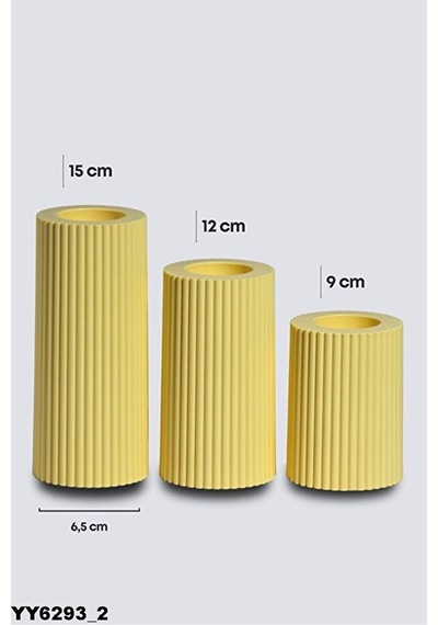 Yy6293 3 Boy Çizgili Tasarım Prime Tealight Mumluk Silikon Kalıp