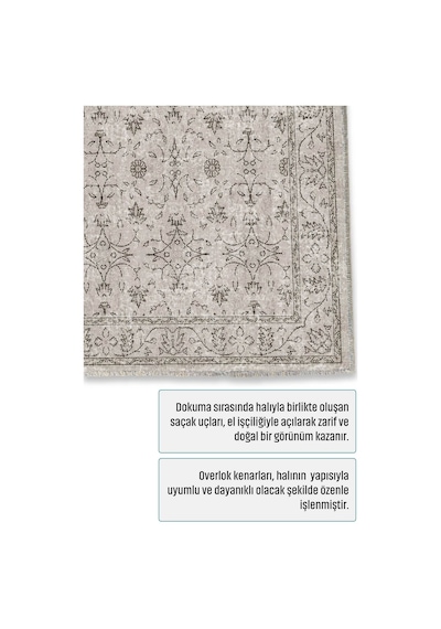 Vintage Klasik Desenli Dekoratif Koridor Ve Mutfak Yolluk Halısı 3058 Gri