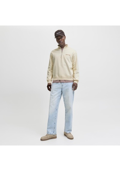 Jack & Jones Erkek Yarim Fermuarli Dik Yaka Sweatshirt - Norrebro - 12282899 Antique White