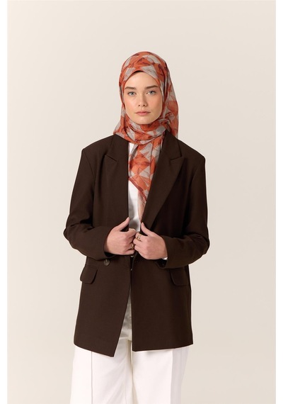 Silk Home İnce Pamuk Soft Eşarp Turuncu-mürdüm Desenli Kaymaz Dokulu Tok Duruşlu 90x90 Çok Renkli