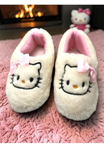 Ellaboni Kız Çocuk Pembe Renk Kitty & Kromi Figürlü Kışlık Yumuşacık Ev Pandufu Sedef
