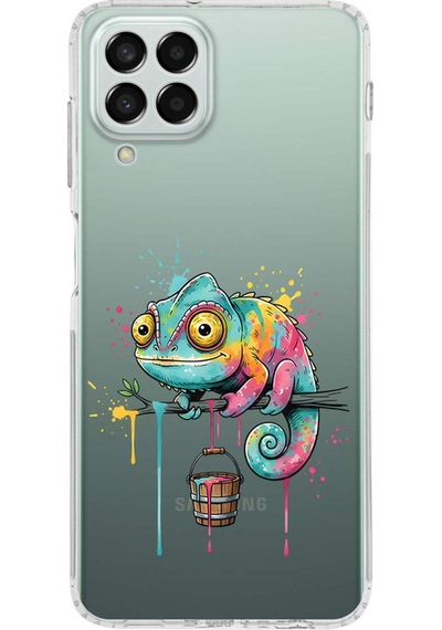 Samsung Galaxy M33 İle Uyumlu Splash Bukalemun Tasarımlı Şeffaf Silikon Kılıf Şeffaf