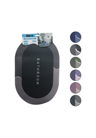 Oval - Mat Renkler 38x58cm Su Emici - Sihirli Banyo Paspası Elastik 4741 Ahşap