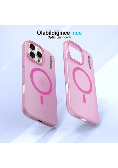 Apple iPhone 16 Pro Max Magsafe Uyumlu Mat Sert Klein Kılıf Pembe